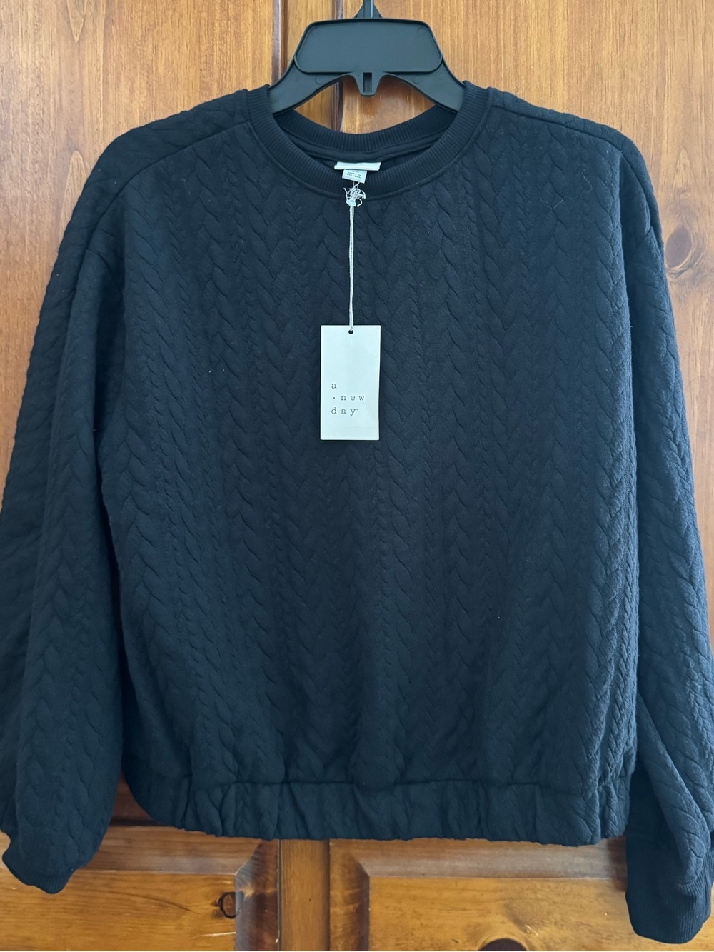 a new day Black Cable Knit Crew Sweater